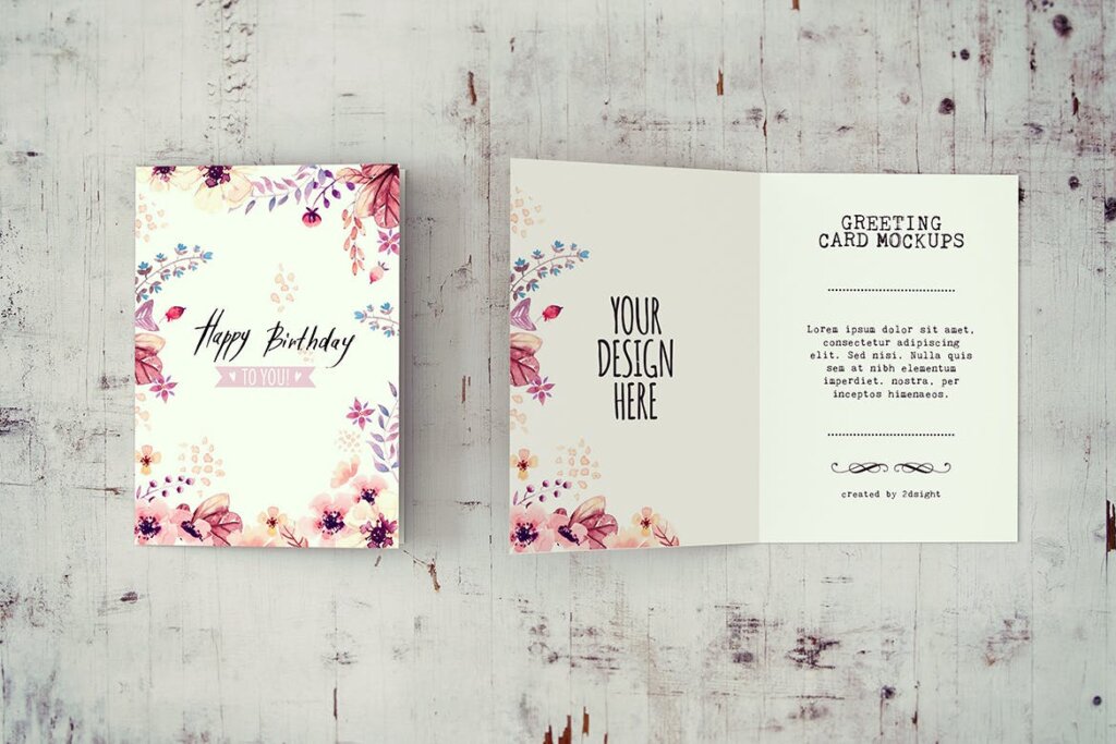 植物装饰花纹素材邀请函模板素材样机Invitation Greeting Card Mockups v 3插图3