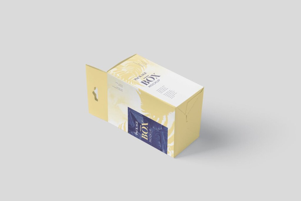 挂扣商品包装盒模板素材样机下载Package Box Mockup Set – Slim Square with Hanger插图4