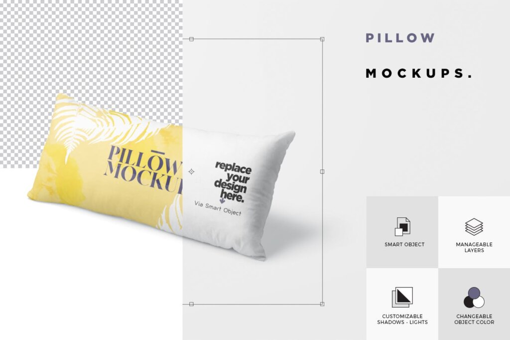 长方形抱枕模板素材样机下载Pillow Mockup Set – Long Rectangle插图4