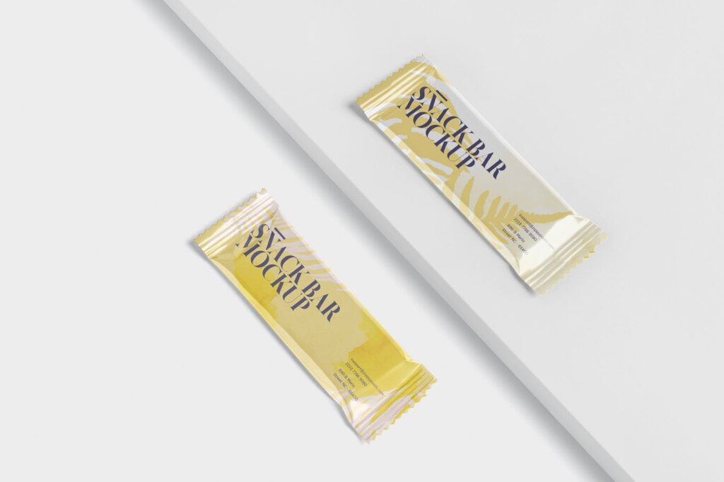 食品塑料真空包装样机素材下载Snack Bar Mockup Slim Rectangular插图4