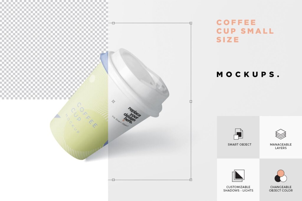 热饮咖啡杯/文艺塑料热饮杯样机素材模板下载Coffee Cup Mockup Set – Small Size – Disposable插图5