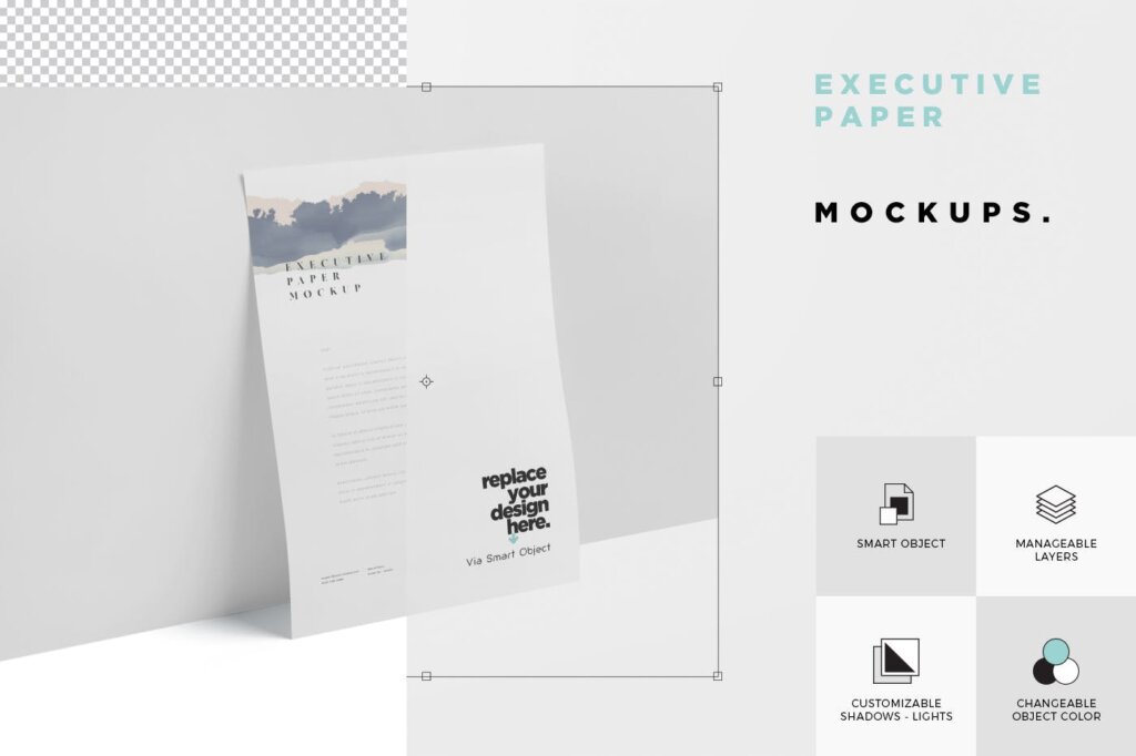 企业品牌是被信纸/行政办公样机模板素材下载Executive Paper Mockup – 7×10 Inch Size插图5