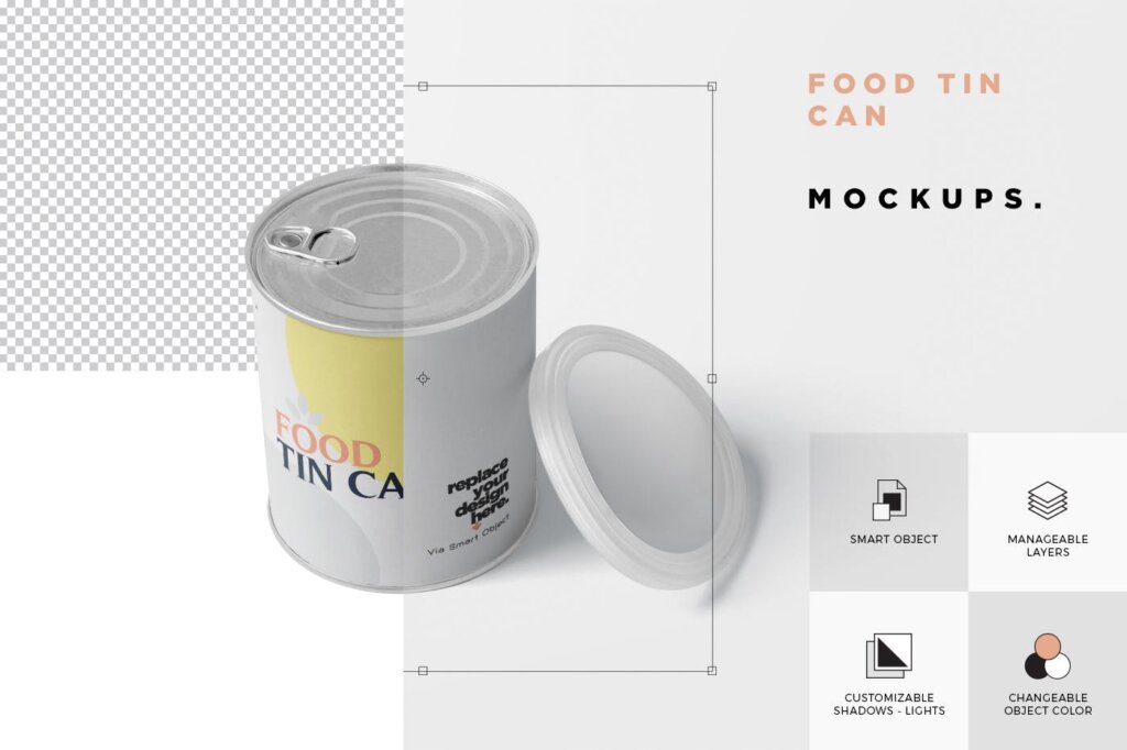 食品罐头/奶粉盒包装模型样机素材下载Food Tin Can Mockup Medium Size – Round插图5