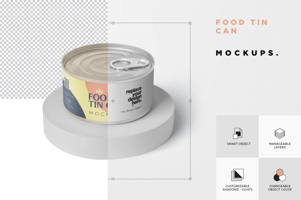 锡罐模型模板包装盒模型样机素材下载Food Tin Can Mockup Small Size – Round插图5