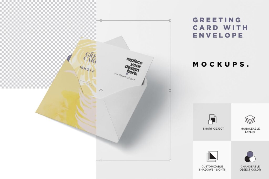 贺卡模型/信封模型样机素材下载Greeting Card Mockup with Envelope – A6 Size插图5