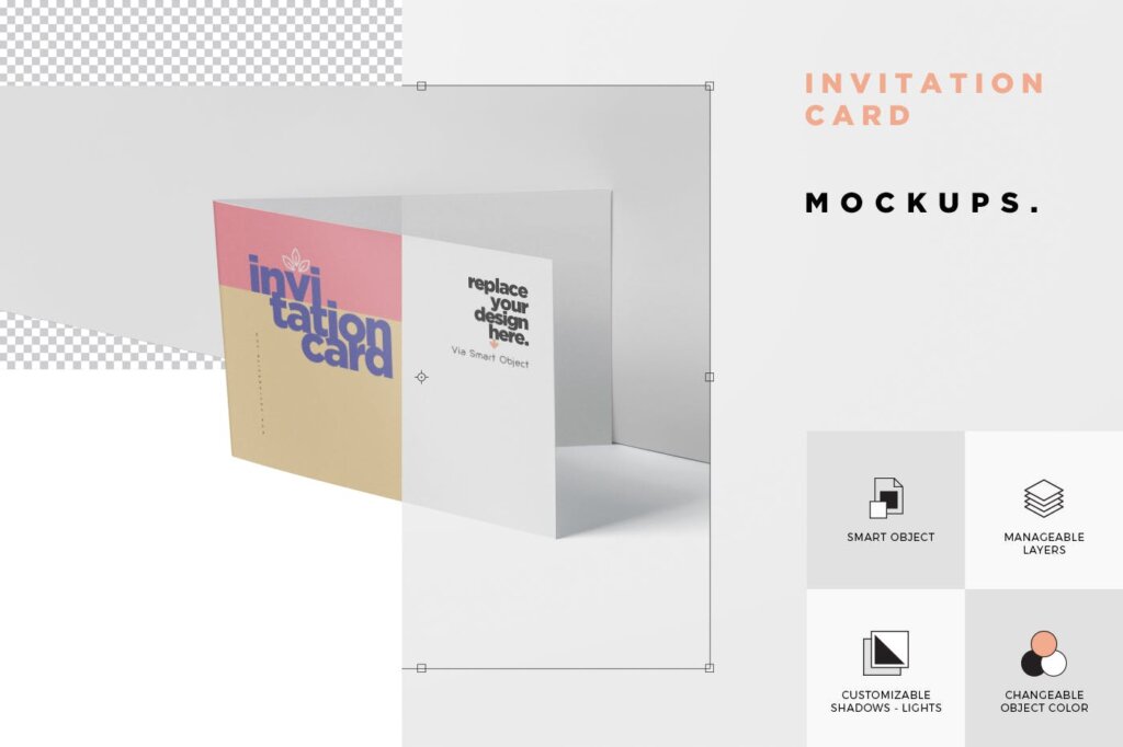 折页邀请函样机素材样机下载Invitation Card Mock Up Set插图5