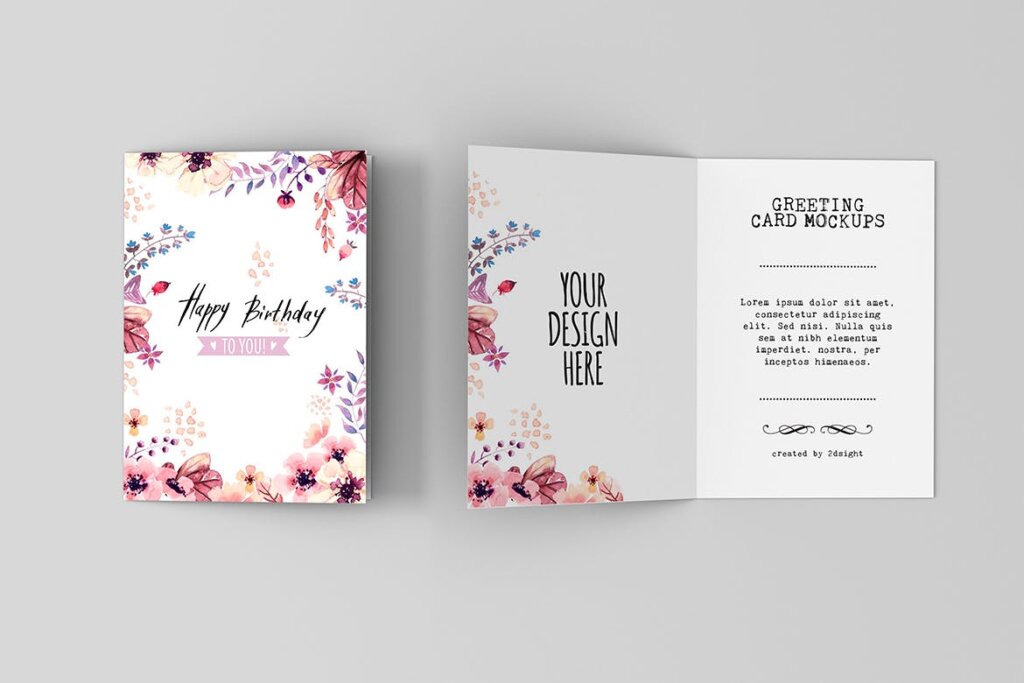 植物装饰花纹素材邀请函模板素材样机Invitation Greeting Card Mockups v 3插图4
