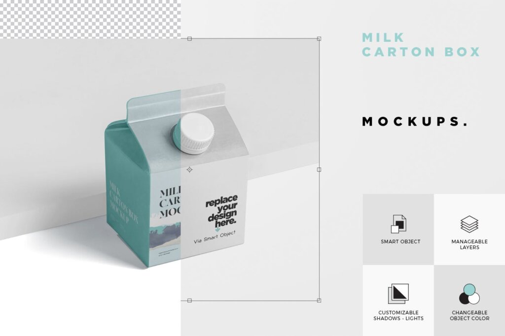 精致高端牛奶模型样机素材模型下载Juice Milk Mockup 250ml Carton Box small siz插图5