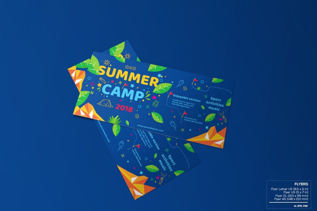 商业活动传单模板素材样机下载Kids Summer Camp Set Template WPLZAE插图5