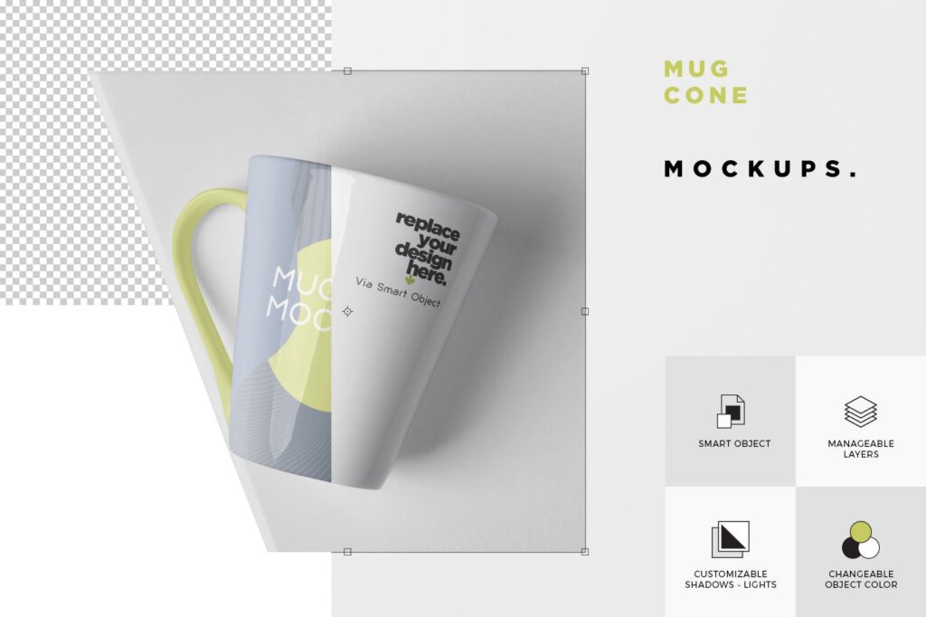 优质文艺的杯子/咖啡杯样机模型素材下载Mug Mockup Cone Shaped插图5