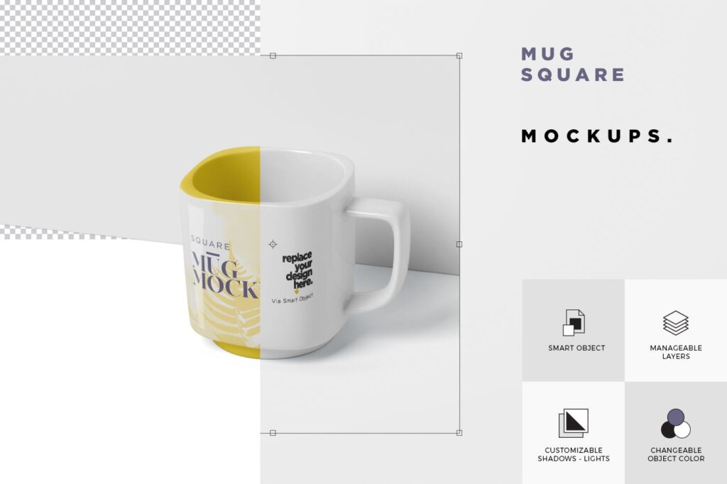 简约文艺咖啡杯样机模型素材下载Mug Mockup Square Shaped插图5