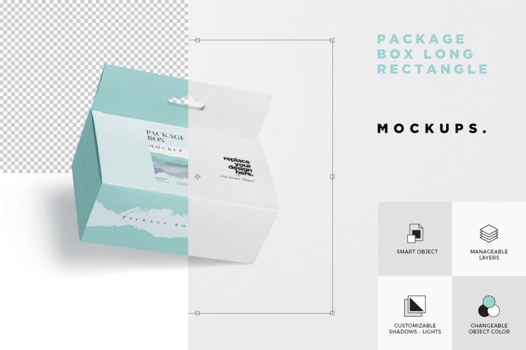 经典方形包装盒模板素材样机下载Package Box Mockup – Long Rectangle with Hanger插图5