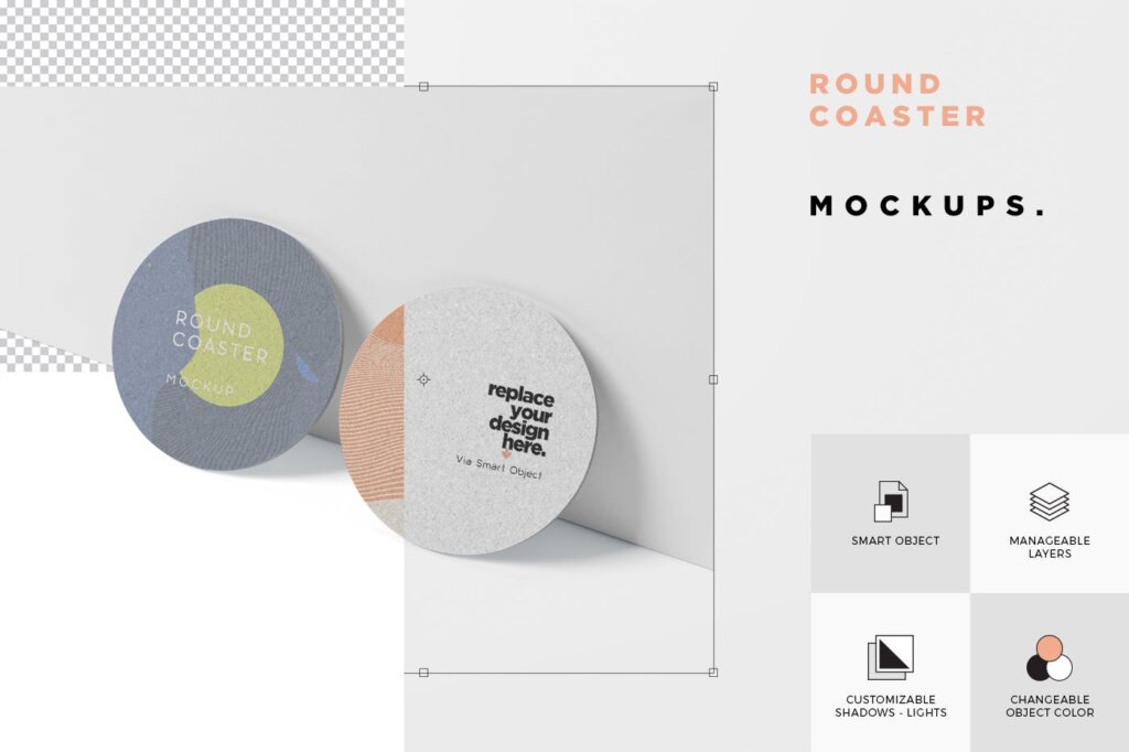 圆形纸杯杯垫样机模型素材下载Round Coaster Mock Up Medium Size插图5