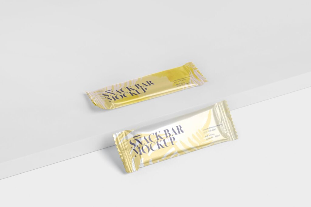 食品塑料真空包装样机素材下载Snack Bar Mockup Slim Rectangular插图5