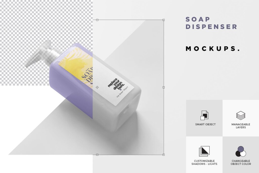 肥皂洗化用品包装瓶样机素材Soap Dispenser Mockup Rectangle – Medium Size插图5