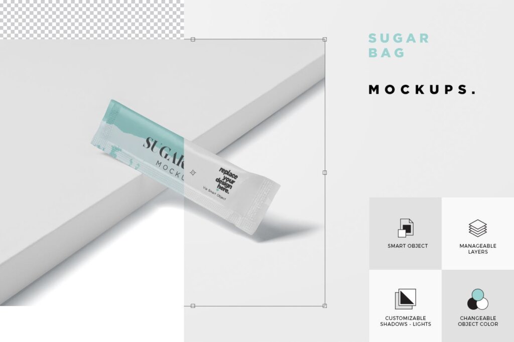 精致长方形糖包装样机素材模型样机下载Sugar Bag Mockup Slim Rectangle插图5