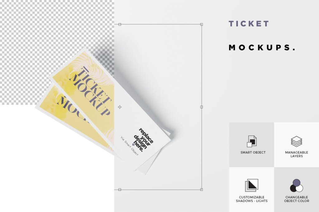 企业发布会门票/大型音乐会门票样机素材模板Ticket Mockup Set -EC2RX8V插图5
