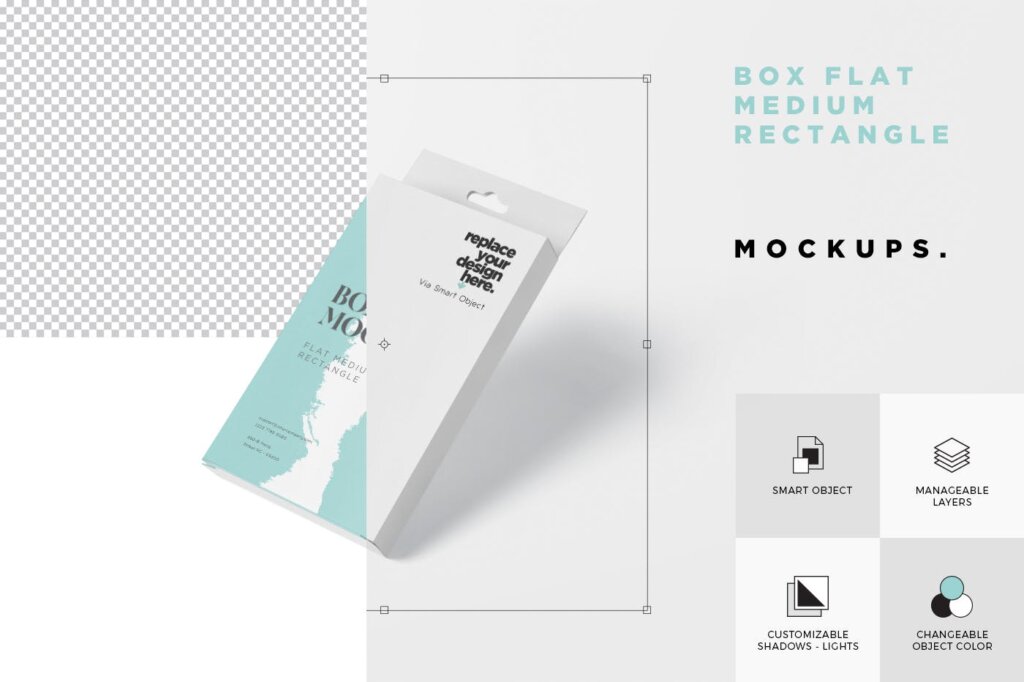 商品吊装盒/包装盒样机素材模板下载Box Mockup Set – Flat Medium Rectangle with Hanger插图6