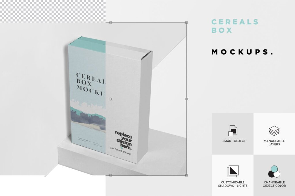 谷物模型礼品盒模型样机素材下载Cereals Box Mockup – Big Size in Rectangular Shape插图6
