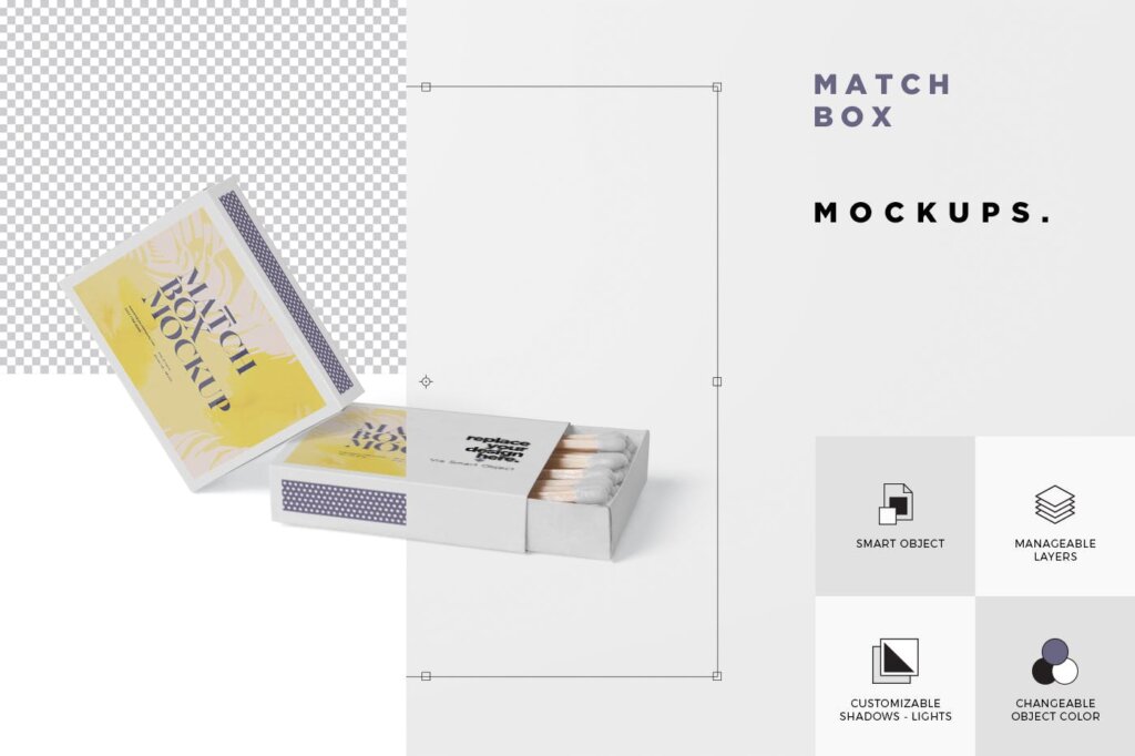 精致文艺高级火柴盒模型样机素材Match Box Mock Up Set插图5
