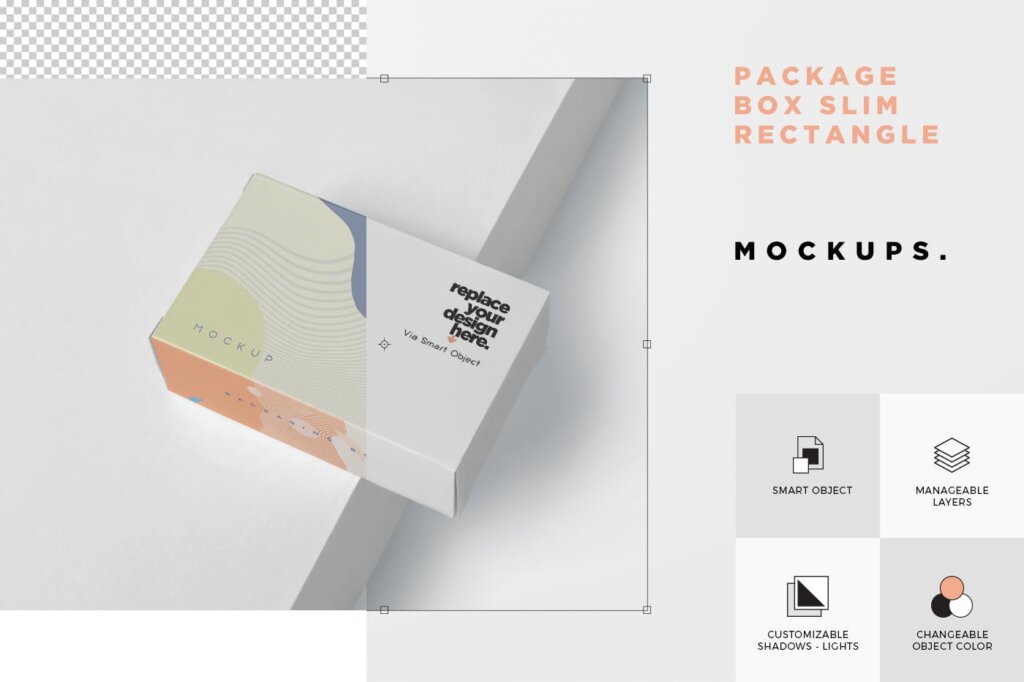 精致长方形礼品盒包装模板素材样机下载Package Box Mockup – Slim Rectangle Shape插图6