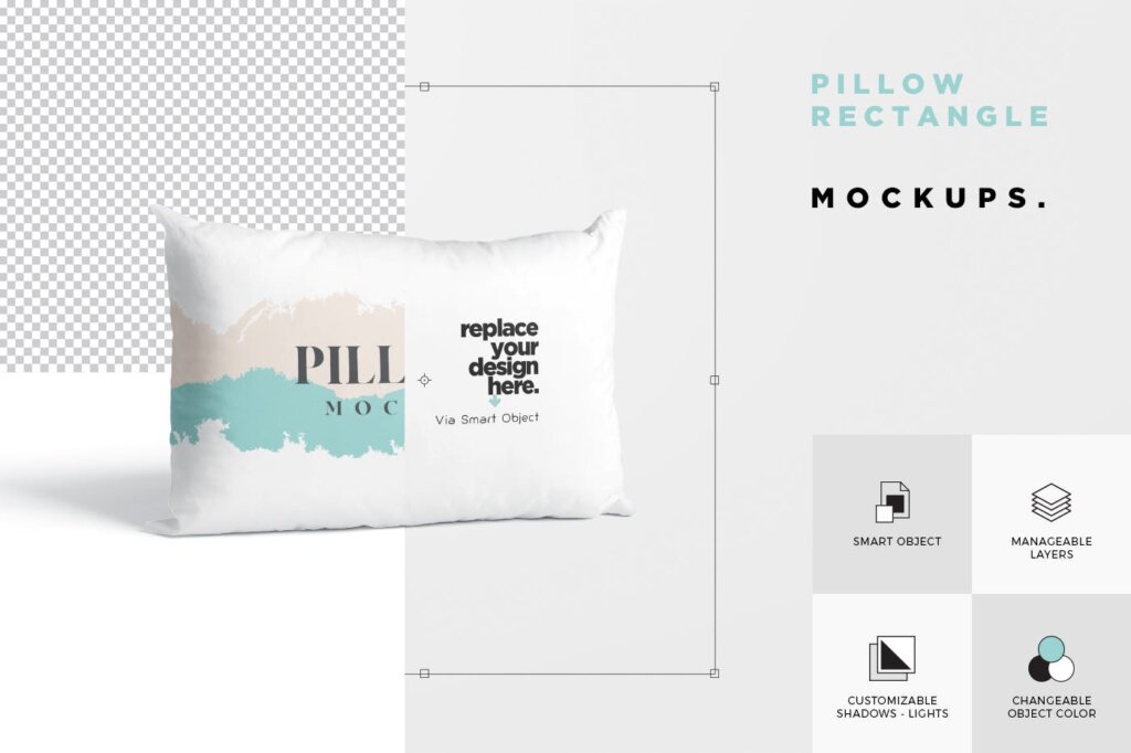 山水风简约枕头和坐垫模型样机素材下载Pillow Mockup Set – Rectangle插图5