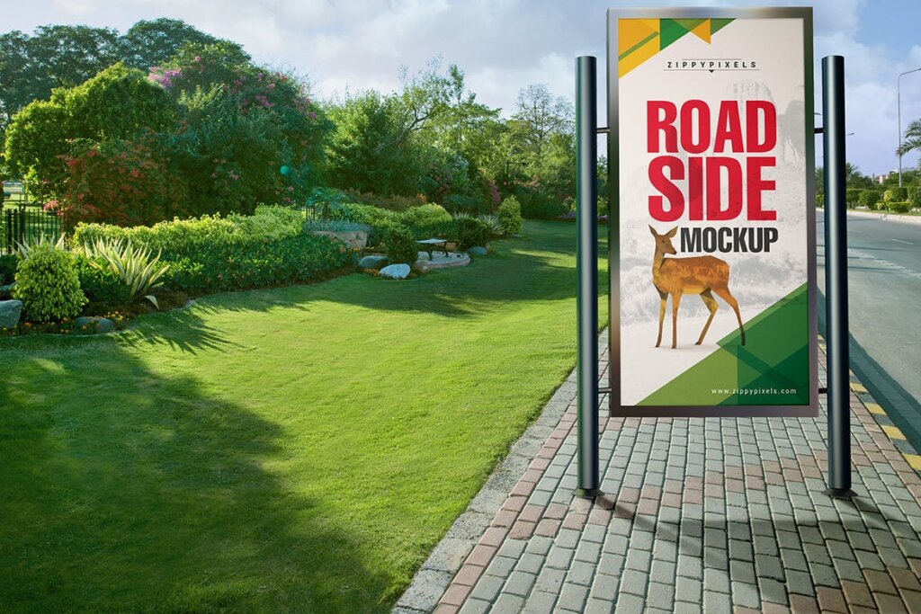 路边广告牌模型/灯箱广告牌模板素材样机下载Roadside Billboard Mockups插图6