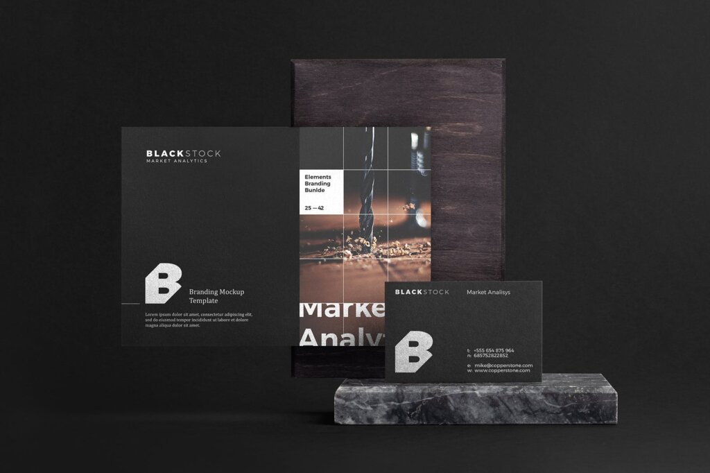 专业品牌黑色识别系统模板素材样机下载OBlackstone Branding Mockup Vol 2插图7