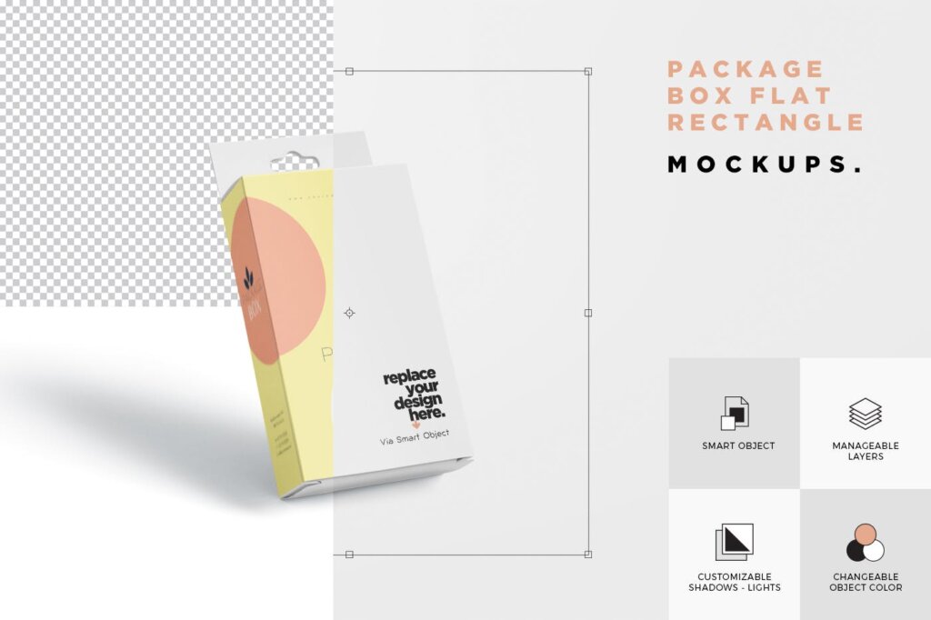 精致文艺商品包装盒模板素材样机下载Package Box Mockup SetFlat Rectangle with Hanger 32QQQ2T插图5