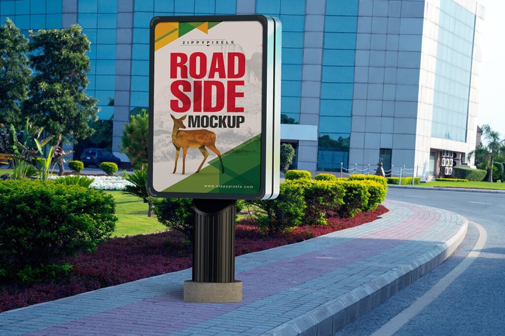 路边广告牌模型/灯箱广告牌模板素材样机下载Roadside Billboard Mockups插图7