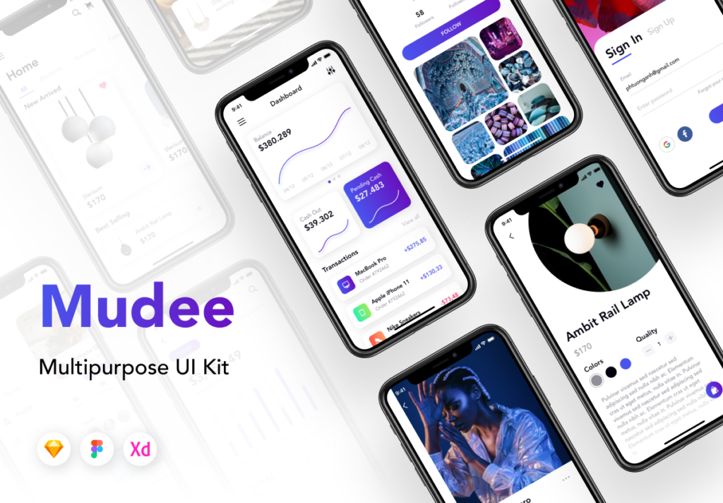 60个企业数据/高端数据演示界面展示素材模板下载Mudee | Multipurpose UI Kit