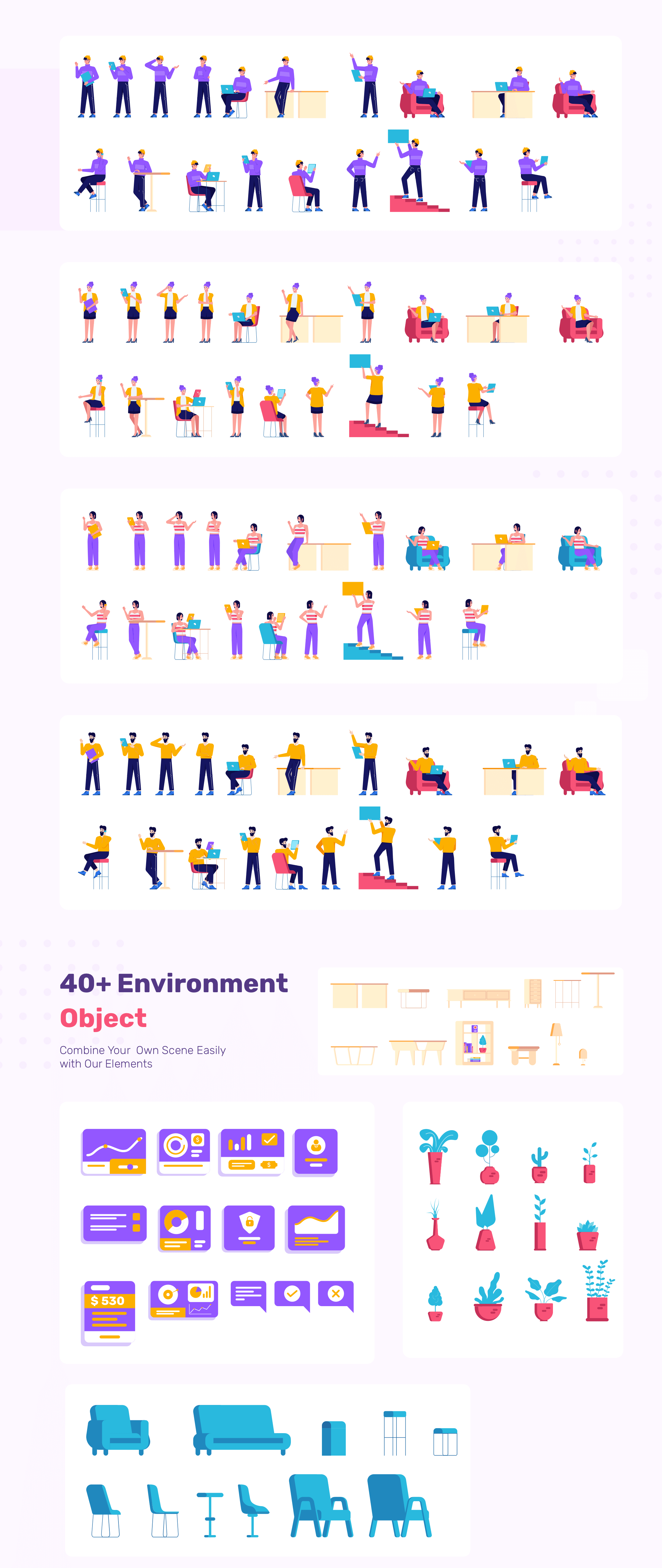 团队协作在线办公矢量场景插图素材模版下载插图3