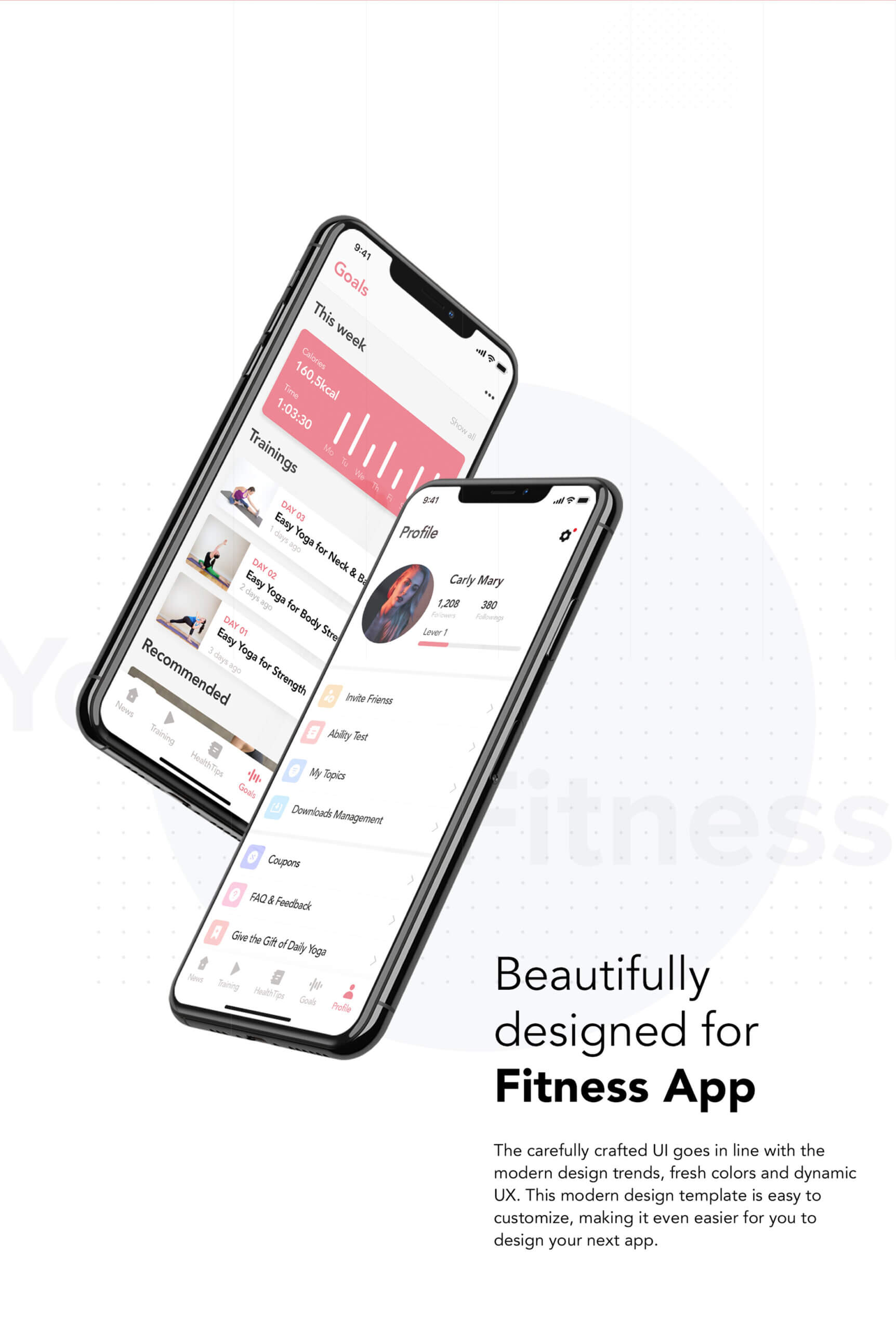 瑜伽健身概念主题移动应用程序素材模板下载Yoga Fitness Mobile App UI Kit插图4
