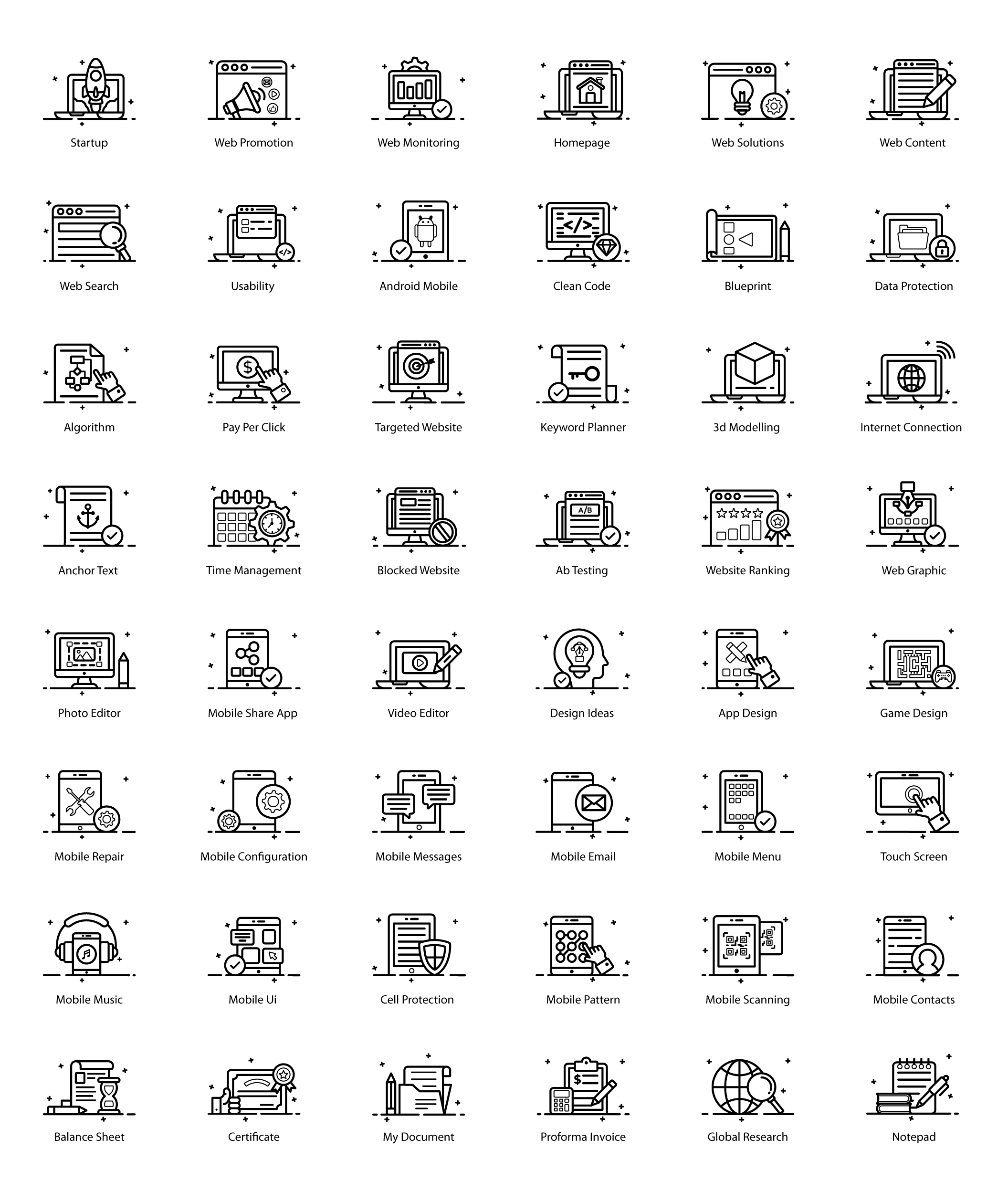 600个高级大纲图标线性图标模板素材插图2