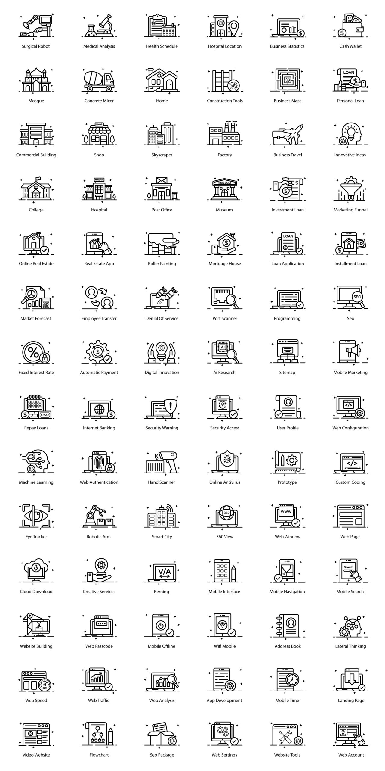 600个高级大纲图标线性图标模板素材插图3