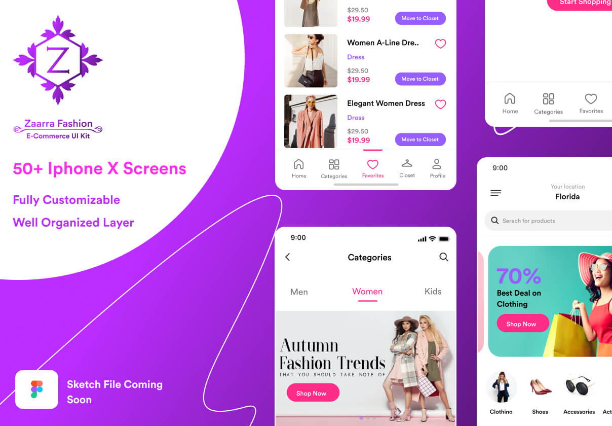 时尚电子商务UI套件模版素材下载 Zaara Fashion ecommerce UI Kit插图