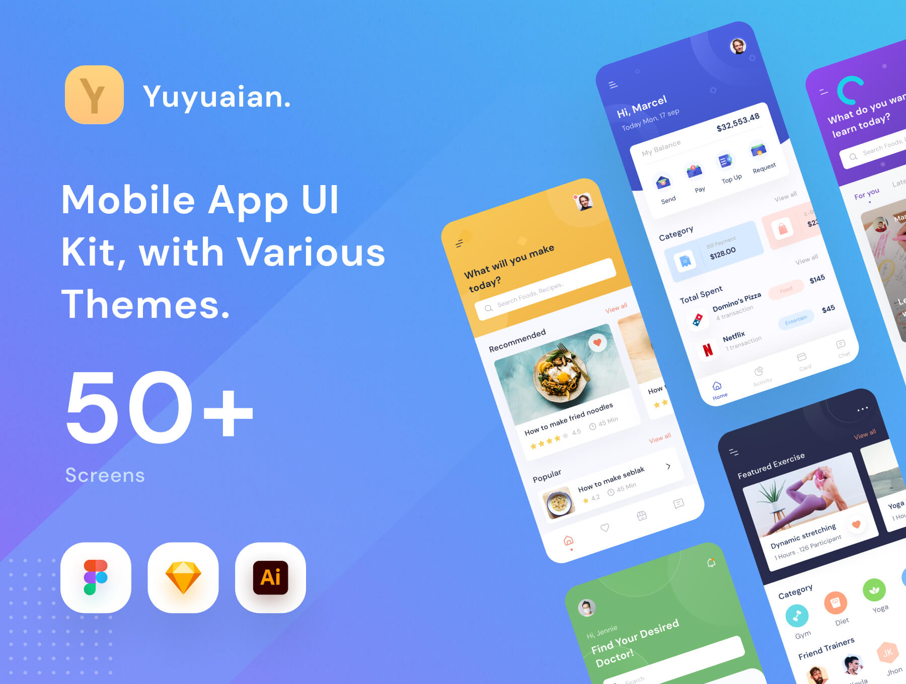 健康检测类移动UI套件模版素材下载 Yuyuaian Mobile UI Kit插图