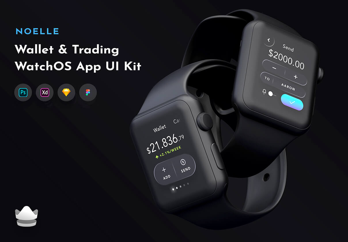 钱包交易手表应用类UI套件摸吧素材 Noelle – Wallet WatchOS UI Kit插图