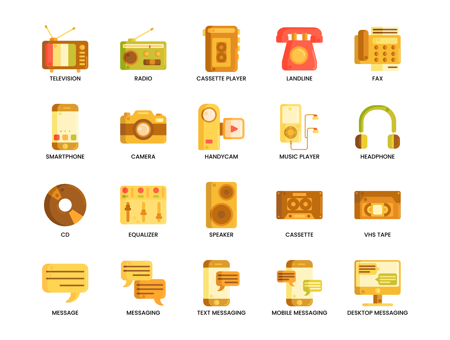 80个通讯图标| 焦糖系列风格图标系列 80 Communication Icons | Caramel Series插图1