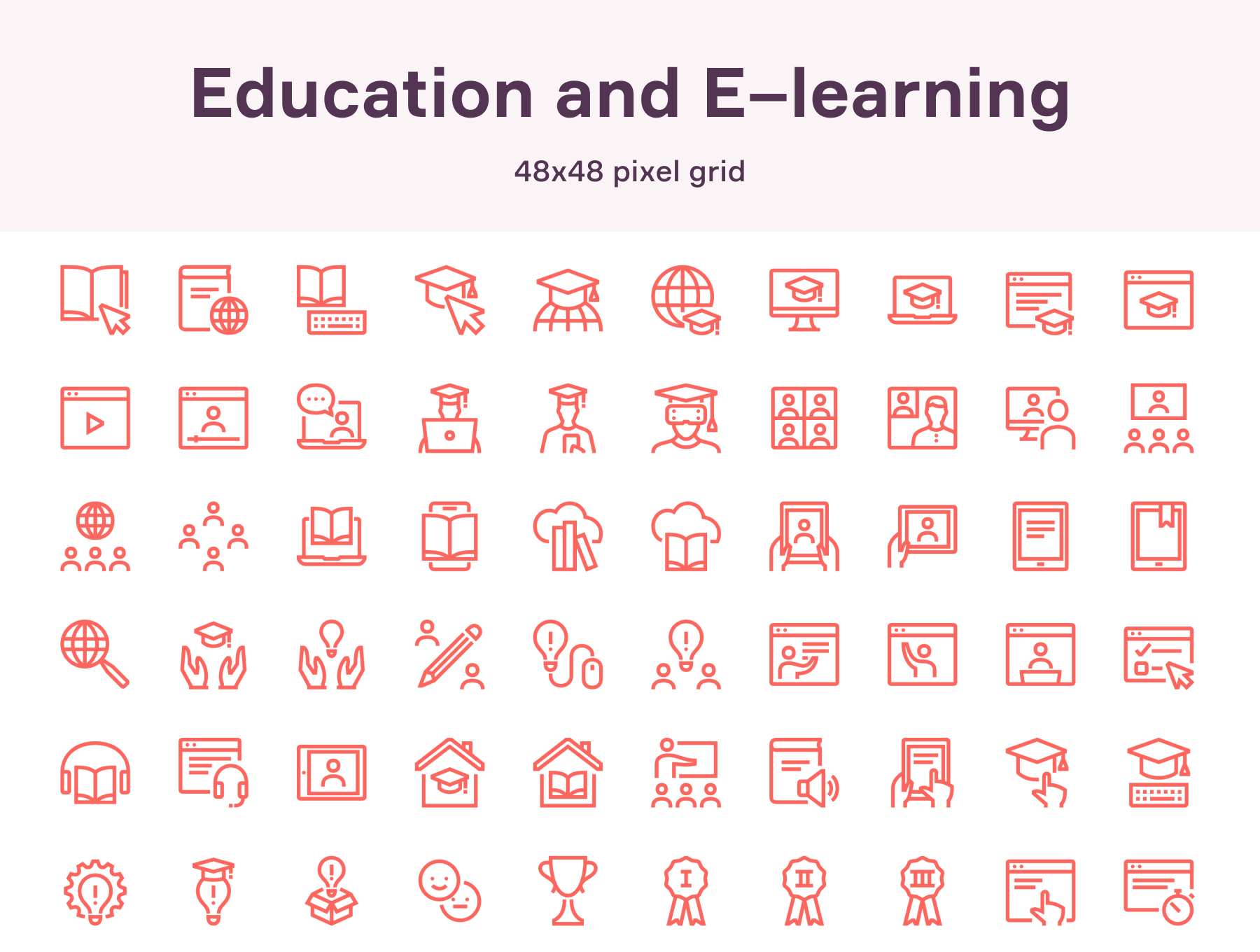 教育与电子学习线性图标模版素材Education & E–learning插图1