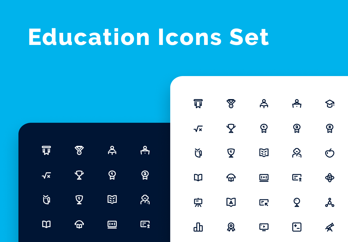 教育行业图标线性图标系列模版素材Education Icons Set插图