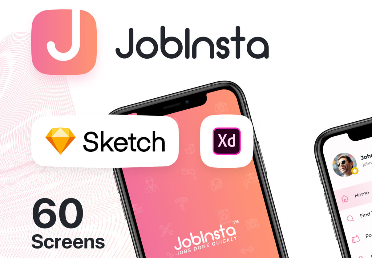 在线服务行业移动应用程序模版素材JobInsta UI Kit插图