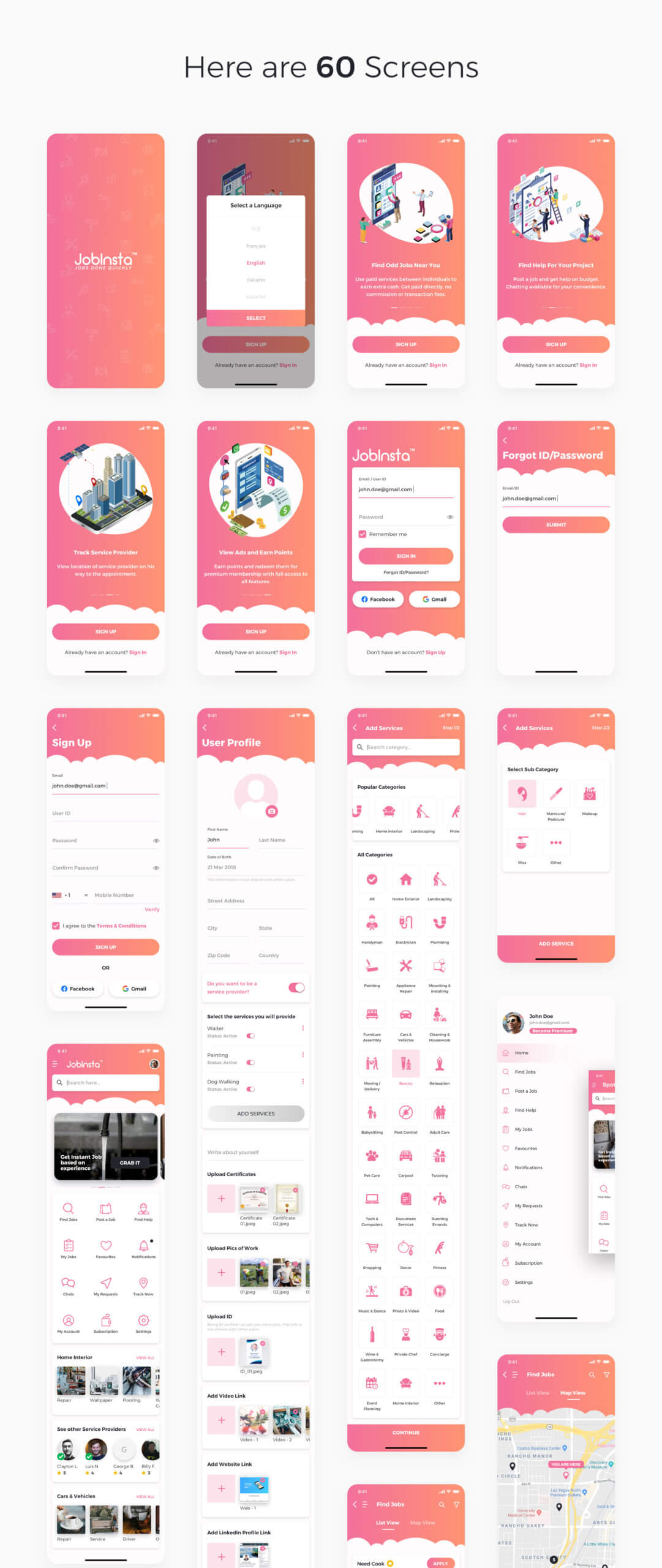 在线服务行业移动应用程序模版素材JobInsta UI Kit插图3