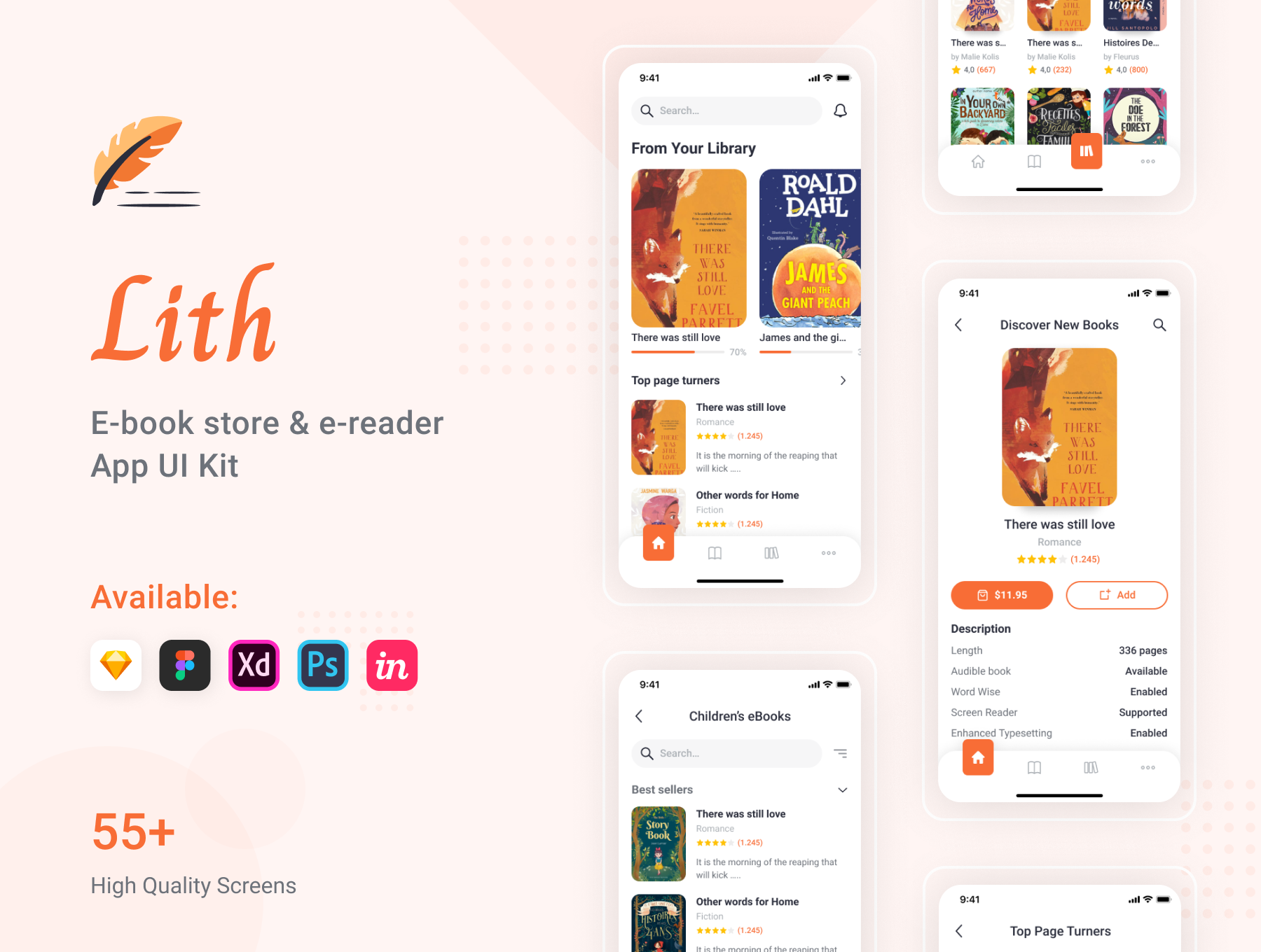 子书商店和电子阅读器应用程序UI套件Lith – E-book store & E-reader App UI Kit插图