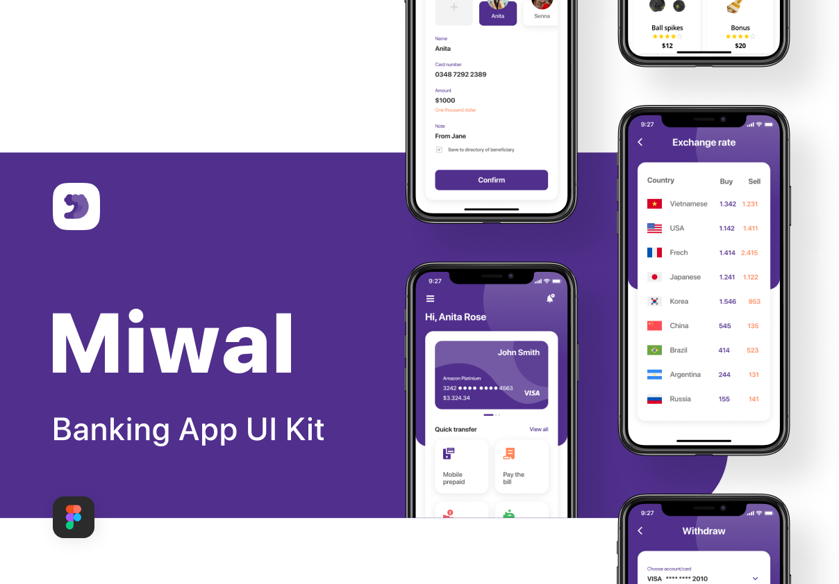 银行应用程序UI套件Miwal – Banking App UI Kit插图