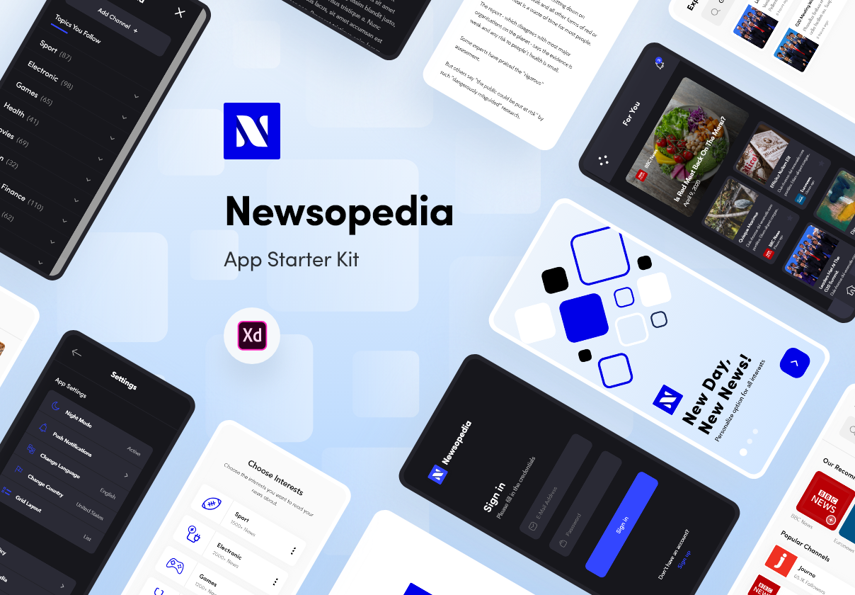 美食餐饮类设计空间模板素材下载Newsopedia App Starter Kit插图