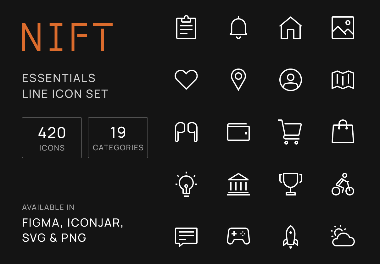 线性基本线图标模板素材下载nift Essential Line Icons 设计口袋