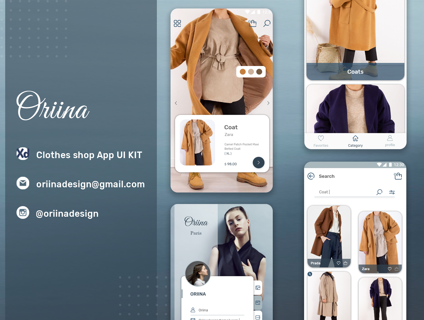 时尚服装店UI工具包模版素材下载Oriina clothes shop Ui kit插图6