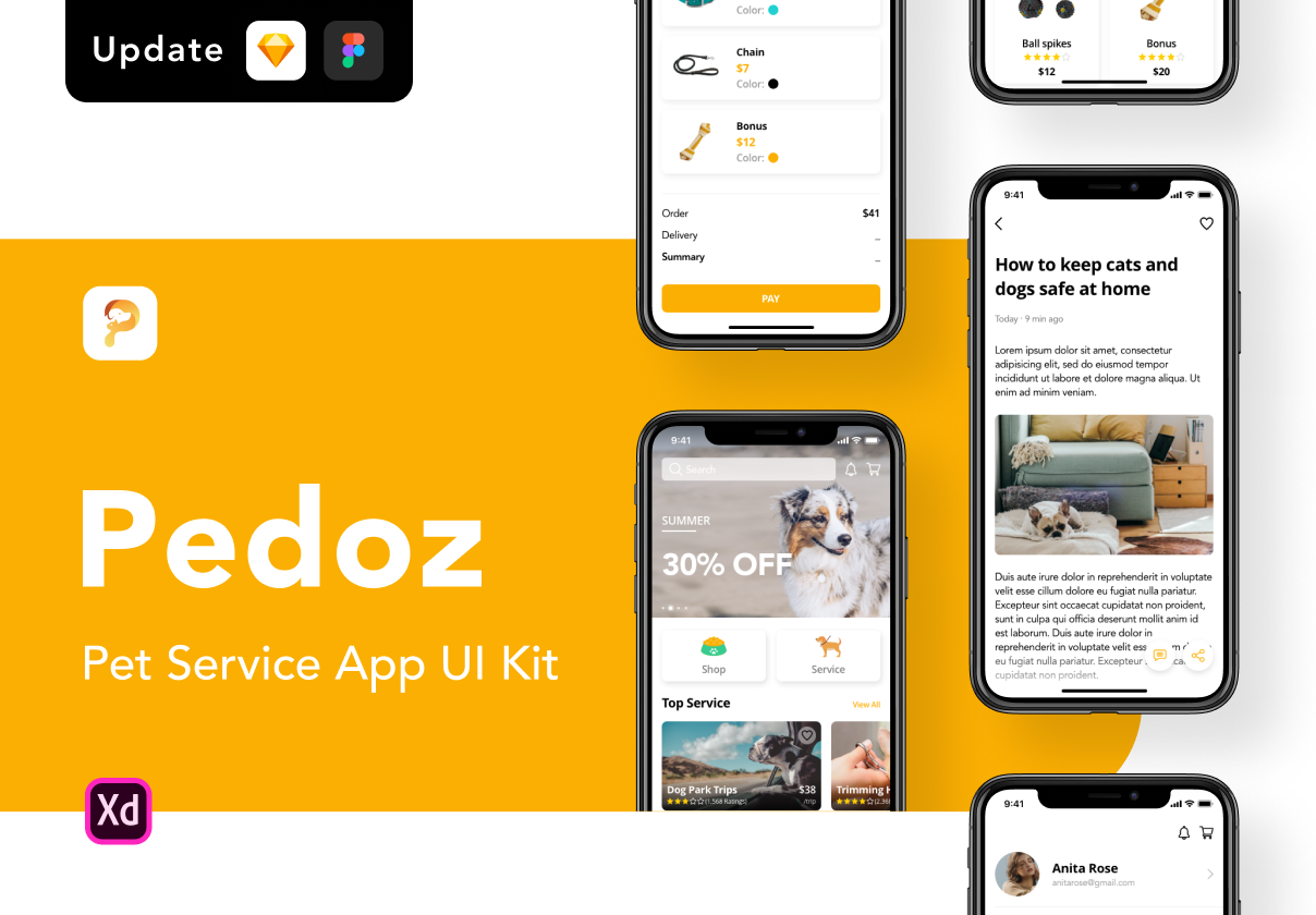 宠物服务应用程序UI套件Pedoz – Pet Service App UI Kit插图