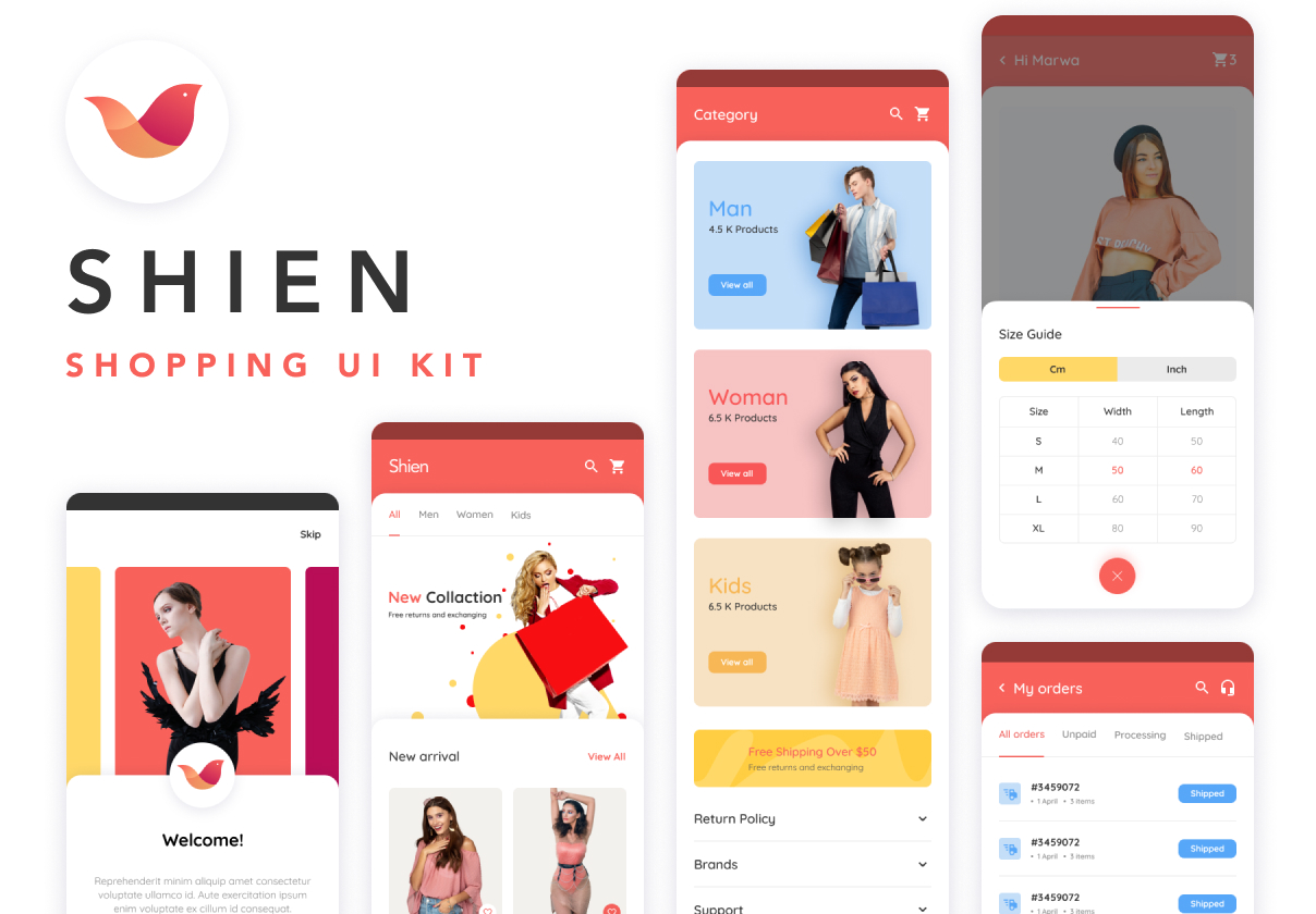 服装类电子商务UI套件模板素材下载Shien E-commerce UI Kit插图